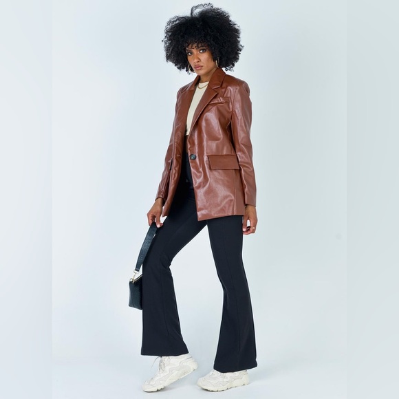 Princess Polly Jocelyn Faux Leather Blazer in Brown Size XS/S New with tag - Picture 5 of 16